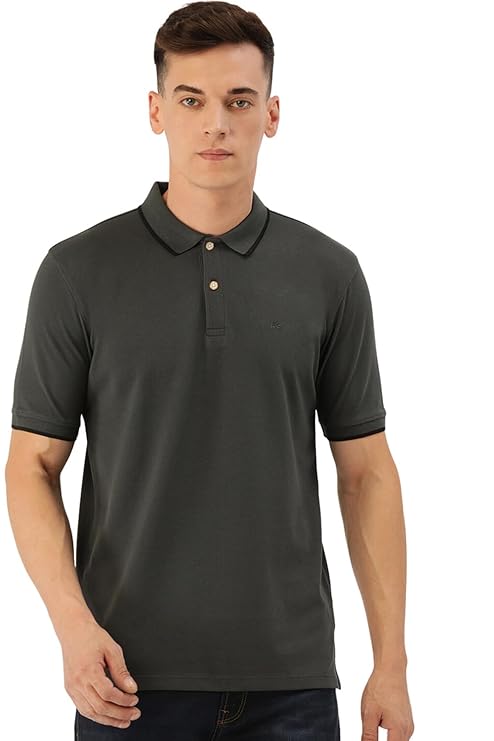 Peter England Men's Snug Fit Solid Polo T-Shirt with Coloured Collar Tipping| Cotton Rich| Premium Pique Weave - Image 2