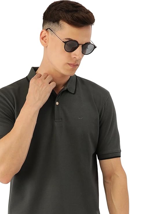 Peter England Men's Snug Fit Solid Polo T-Shirt with Coloured Collar Tipping| Cotton Rich| Premium Pique Weave - Image 3
